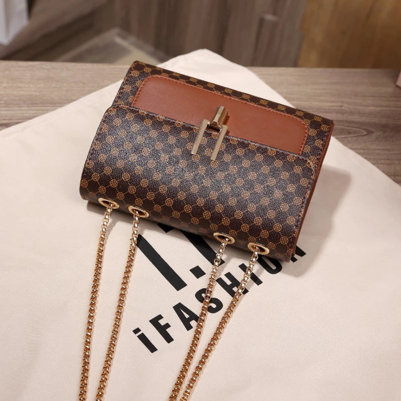 2023 New Chain Small Square Bag Women's Crossbody Bag Polka Dot Print Versatile Fashion Large Capacity Shoulder Bag Purses