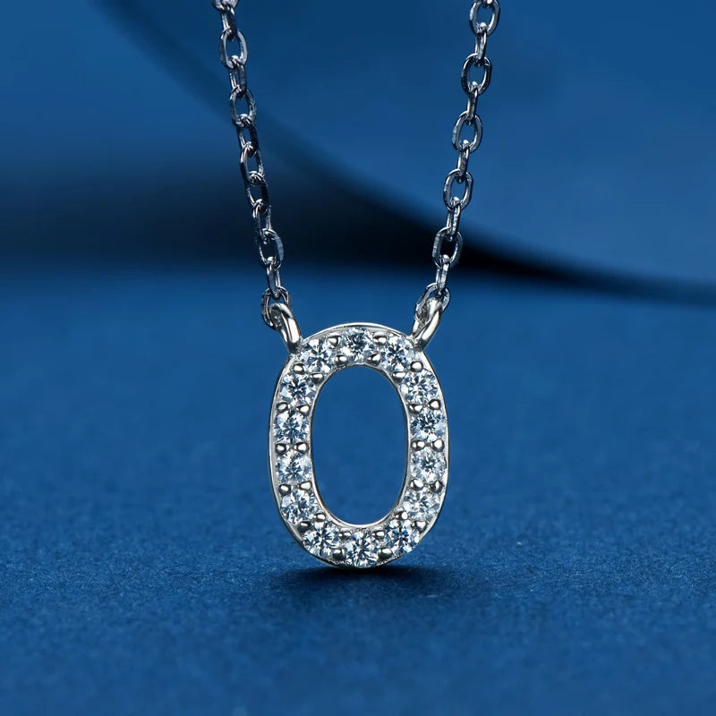 IOGOU 1.4mm D Color Moissanite Diamond Necklace Initial 26 Letter Name Necklace Silver for Women Charm Pendant for Kids Girls