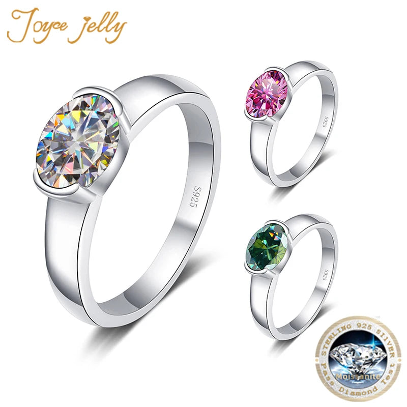 JoyceJelly 1.5 Carat Oval Moissanite Diamond Ring For Women S925 Sterling Silver Plated Pt950 Engagement Wedding Luxury Jewelry