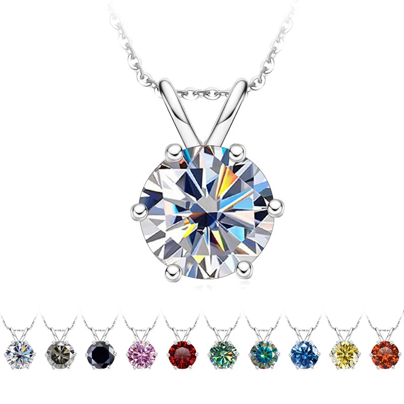 JoyceJelly 3/5 Carat D Color Moissanite Necklace with GRA Cert Women's Classic Six Claw S925 Silver Plated K Gold Fine Jewelry