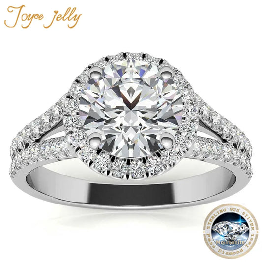 JoyceJelly moissanite  Ring with D Color Diamond Roun 1CT Real 925 Sterling Silver For Women Wedding Fine Jewelry gift size 5-9