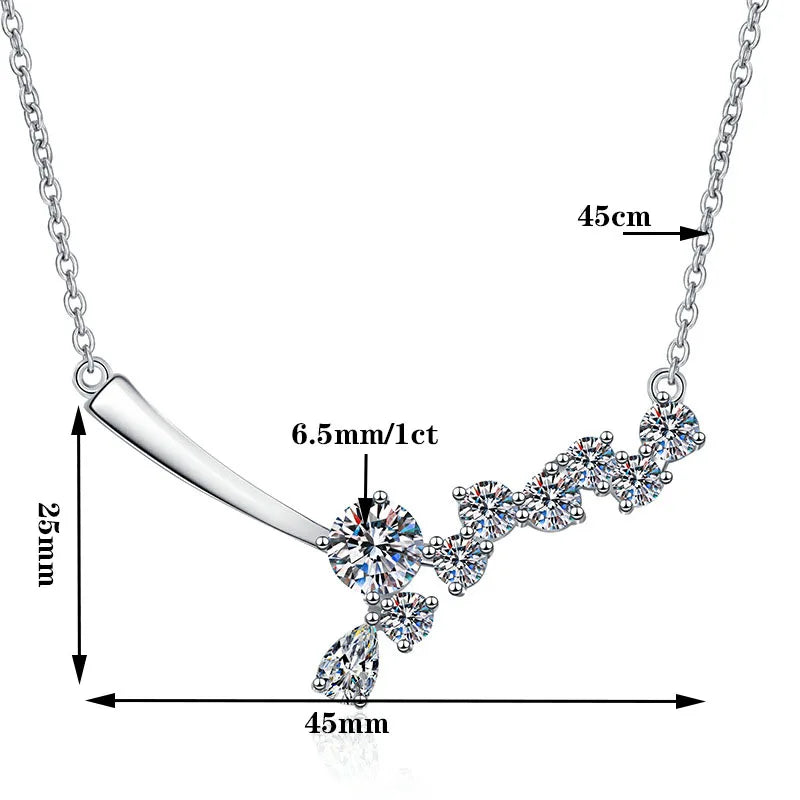 JECIRCON 925 Sterling Silver Moissanite Necklace for Women Simple Galaxy Full of Diamond Pendant 1ct Moissanite Clavicle Chain