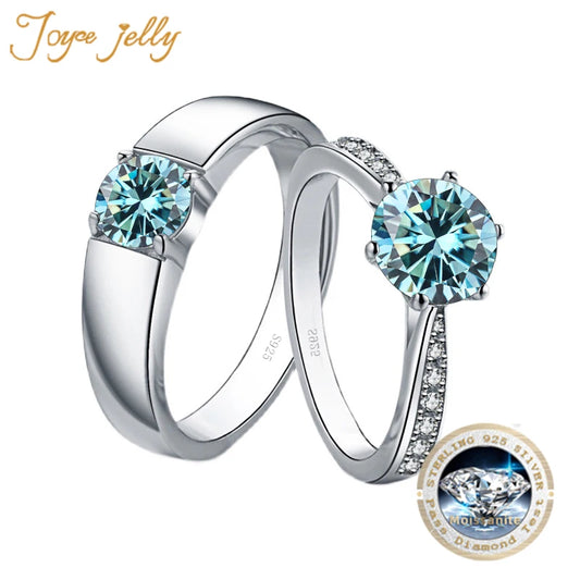 JoyceJelly 1 Carat Moissanite Diamond Lover's Ring S925 Sterling Silver Luxury Wedding Engagement Anniversary Jewelry For Couple