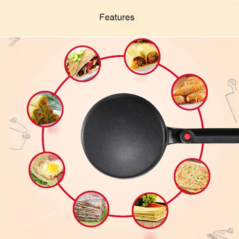 Electric Crepe Maker Breakfast Pizza Baker Pancake Baking Pan Non-stick Griddle Chinese Spring Roll Cooking Pan