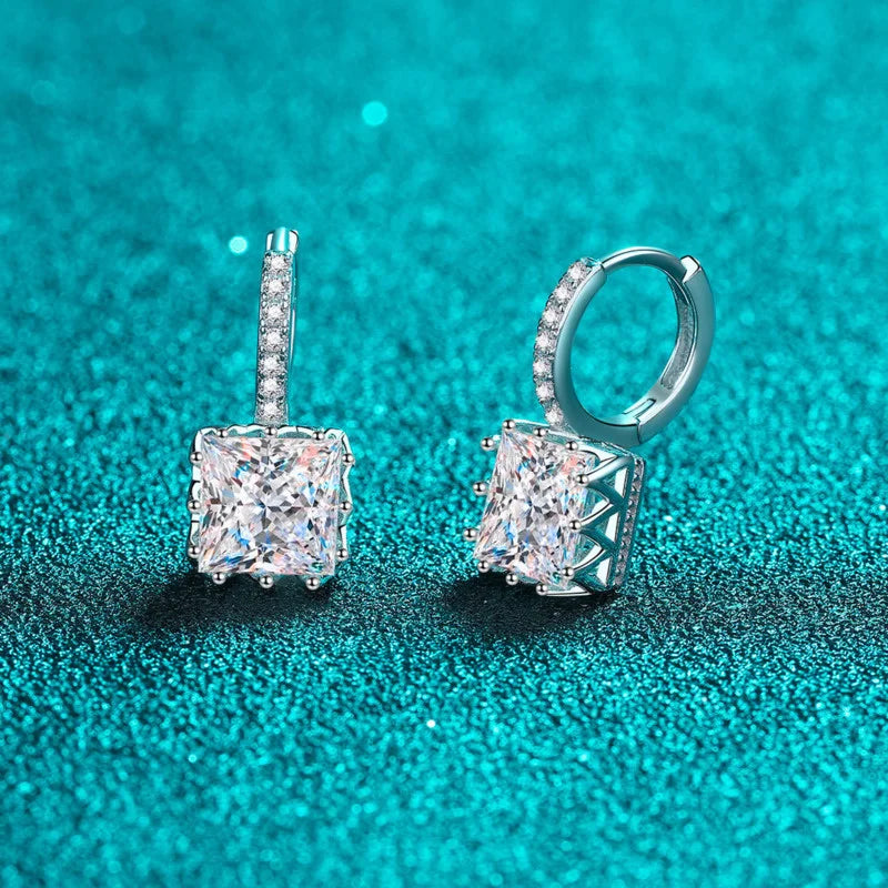 JoyceJelly 3 Color 1/2ct VVS D Princess Cut Moissanite Earrings For Women S925 Sterling Silver Lab Diamond Jewelry Anniversary