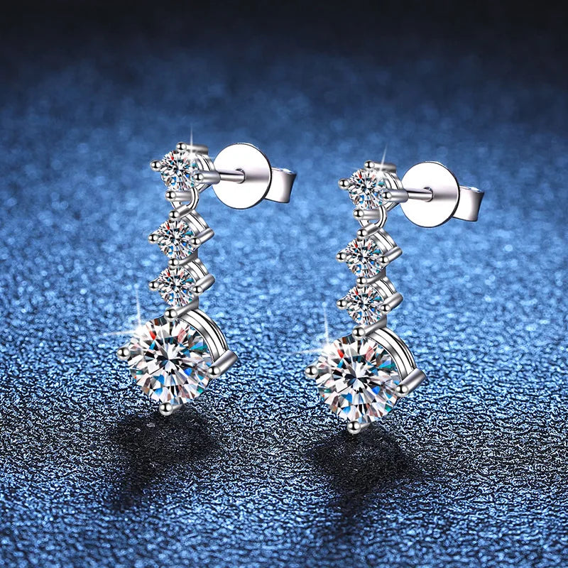 JoyceJelly S925 Sterling Silver Ear Studs Female 2.6cttw Full Moissanite Diamond Earrings 21 Color Choice Women's Luxury Jewelry