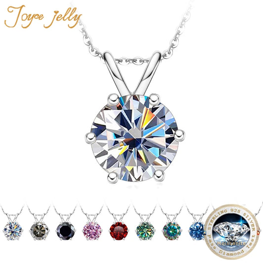 JoyceJelly 3/5 Carat D Color Moissanite Necklace with GRA Cert Women's Classic Six Claw S925 Silver Plated K Gold Fine Jewelry