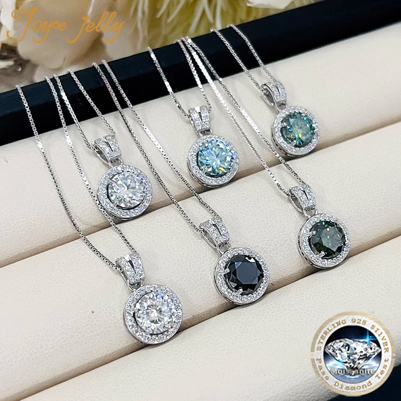 JoyceJelly 18 Color Choice 1CT VVS Moissanite Pendant Necklace 925 Sterling Silver Jewelry For Women Promise Pass Diamond Tester