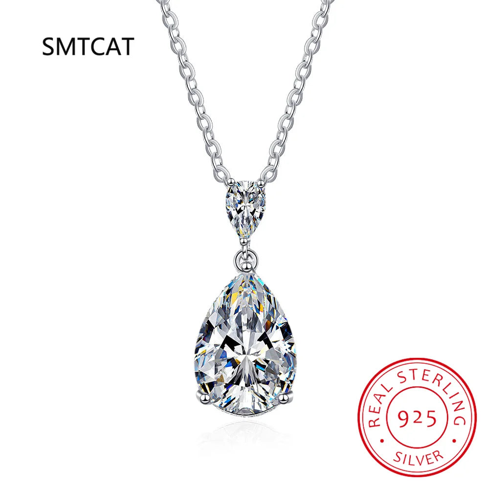 14K White Gold 2 Carat Pear Teardrop Cut D Color Moissanite Diamond Necklace With Certificate Fine Jewelry Wholesale