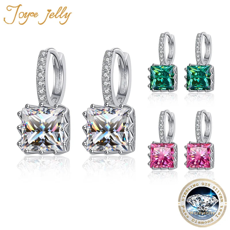 JoyceJelly 3 Color 1/2ct VVS D Princess Cut Moissanite Earrings For Women S925 Sterling Silver Lab Diamond Jewelry Anniversary