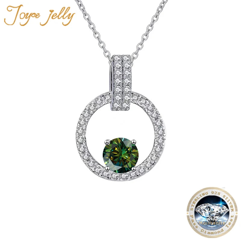 JoyceJelly 1 Carat D Color Moissanite Necklace For Women 925 Sterling Silver Clavicle Chain Wedding Anniversary Luxury Jewelry