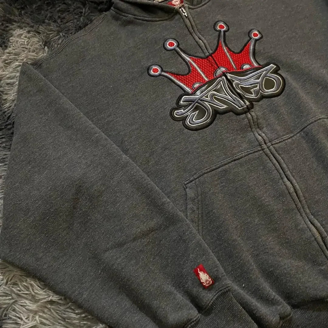 JNCO Hoodie Embroidered Pattern Zipper Pullover Men Women Streetwear Casual Sweatshirt Fashion Retro Hip Hop Rock Gothic Jacket