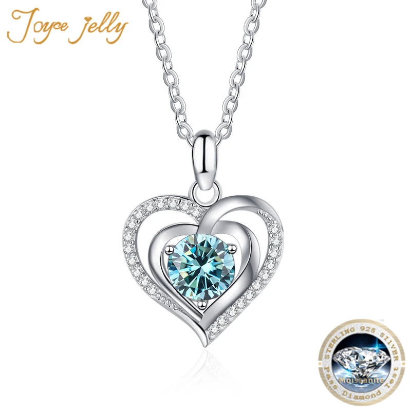 JoyceJelly Sterling Silver 925 Necklace For Women Fashion Luxury Jewelry Heart Shaped Pendant Romantic Anniversary Dating Gift