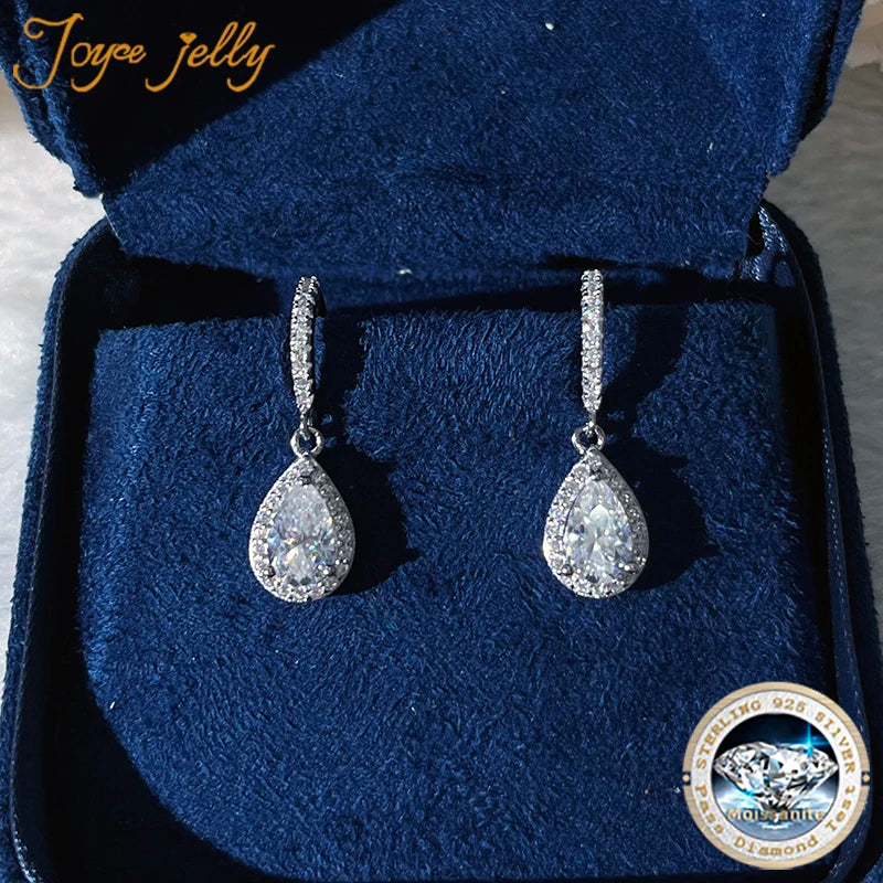 JoyceJelly 2ct GRA Pear Cut Moissanite Earrings For Women Sparkling gemstones Luxury high Quality S925 Sterling Silver Jewelry