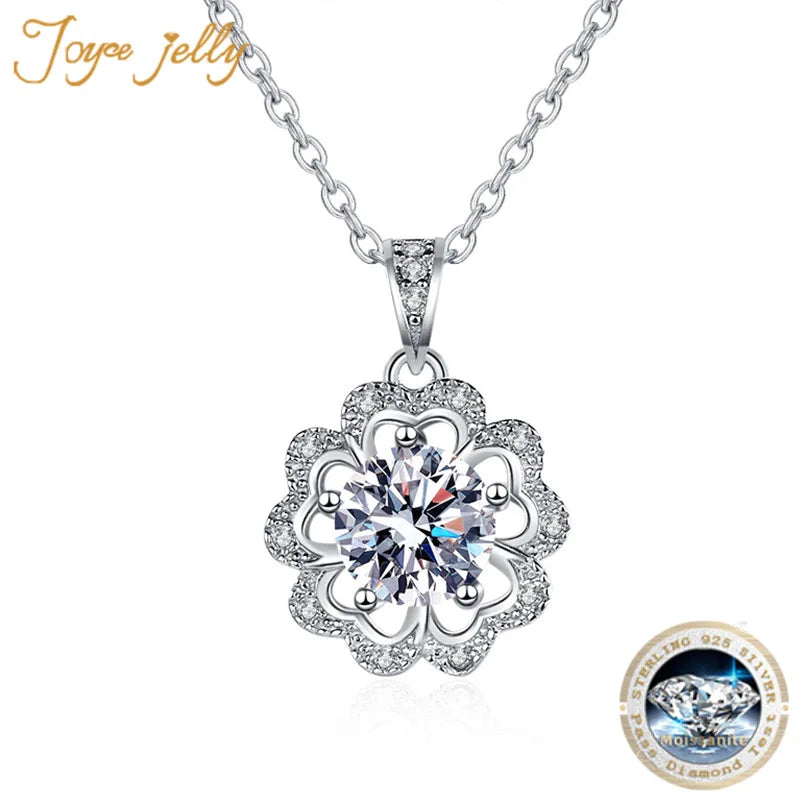 Joycejelly Classic 925 sterling silver pendants for necklaces with 1ct  d color moissanite stone wedding party fine jewerly gift