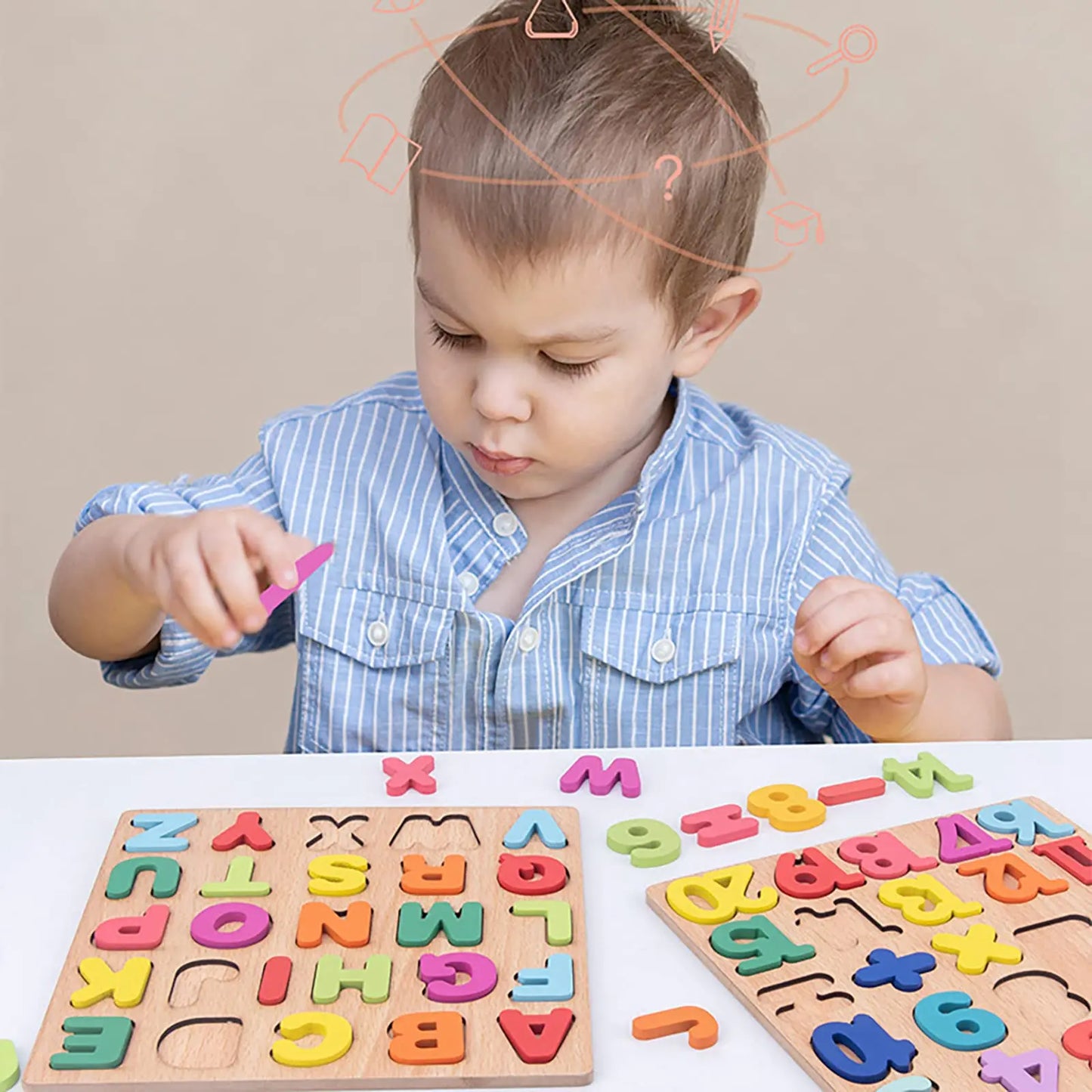 Wooden Puzzles for Children Alphabet Shape Number Puzzle Board Matching Game Educational Montessori Toys for Kid Baby 2 3 4 Year