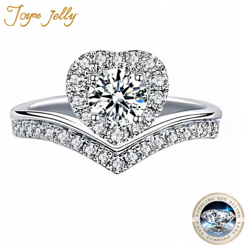 JoyceJelly Classic Solid 925 sterling silver Ring With 1 CT D Color Moissanite Gemstones Silver Finger Jewelry Gift Size 6-9