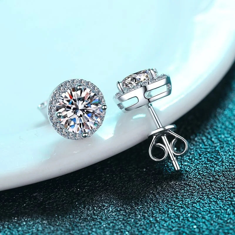 JoyceJelly D Color Moissanite Earring S925 Sterling Sliver Plated with 18k White Gold Earring for Women Sparkling Fine Jewelry