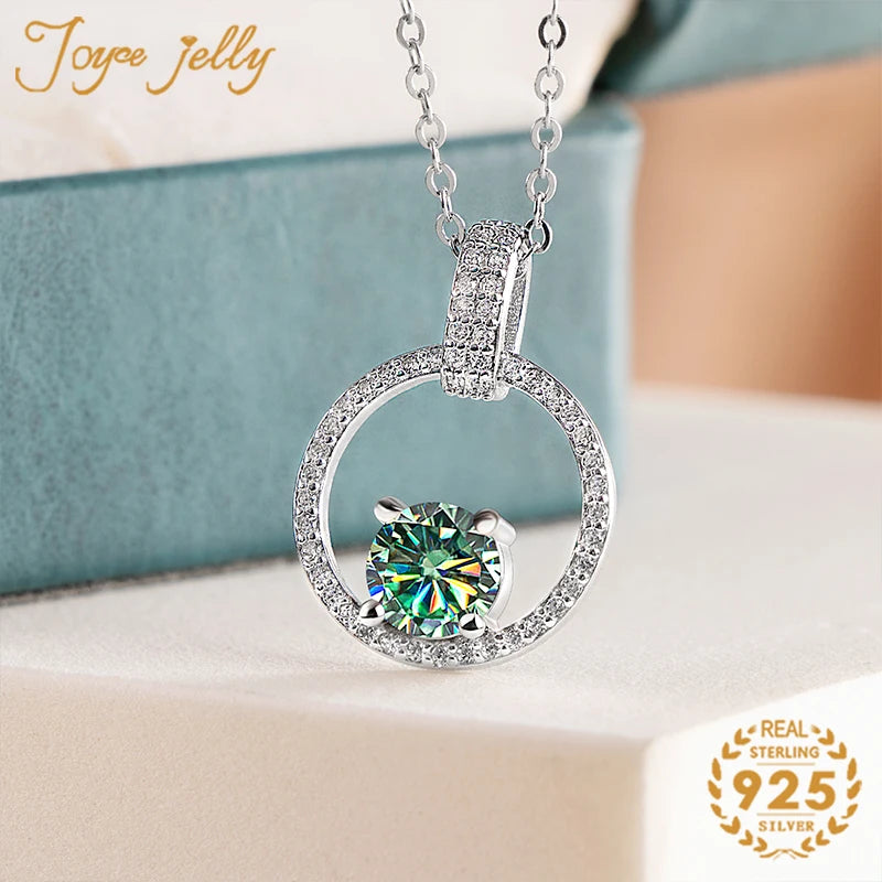 JoyceJelly 1 Carat D Color Moissanite Necklace For Women 925 Sterling Silver Clavicle Chain Wedding Anniversary Luxury Jewelry