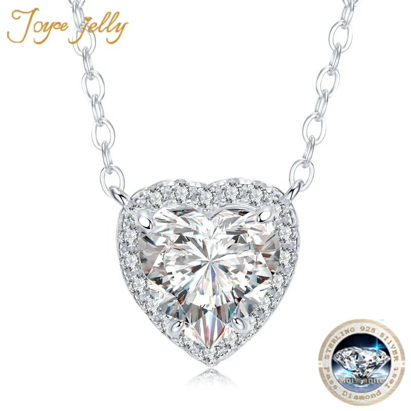 Joycejelly Classic  Moissanite Pendant With Gra Certificate Heart Shape 2ct D Color VVS  Stone Engagement Fine Jewerly Gift