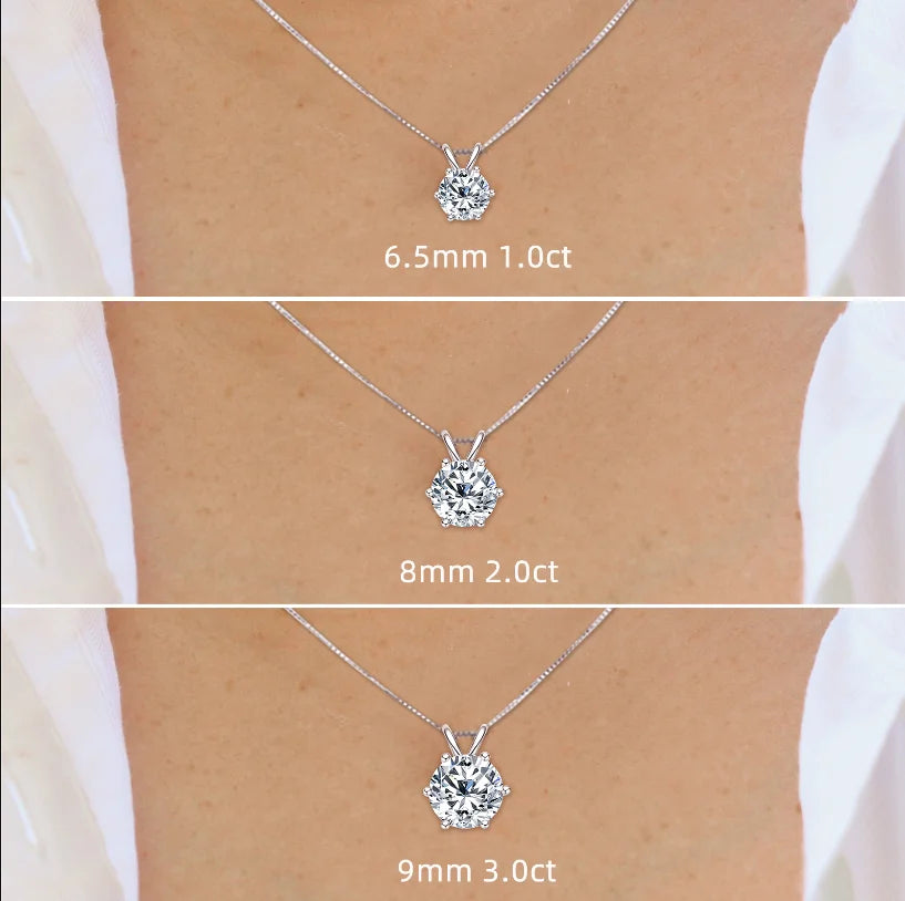 Lnngy 0.5ct-5ct Moissanite Pendant Necklace With Certificate For Women Original Real 925 Silver Chain Solitaire Drop Necklaces