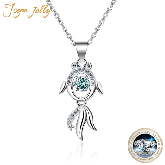 JoyceJelly 4MM 0.3CT Moissanite Diamond Necklace 925 Sterling Silver Jewelry Koi Fish Pendant For Women Girl Birthday Party Gift