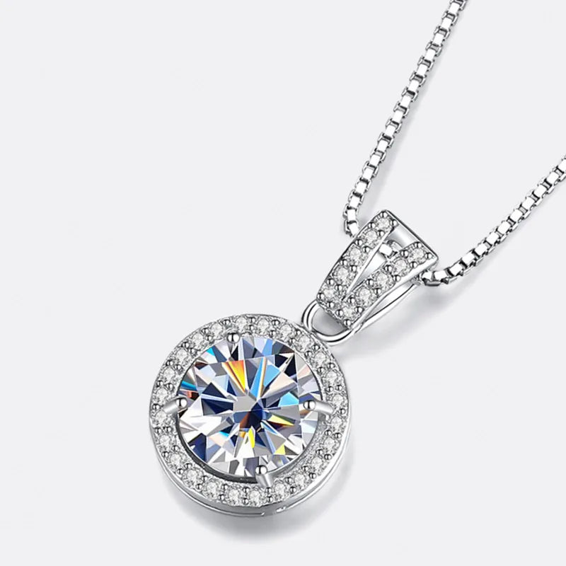 JoyceJelly 18 Color Choice 1CT VVS Moissanite Pendant Necklace 925 Sterling Silver Jewelry For Women Promise Pass Diamond Tester