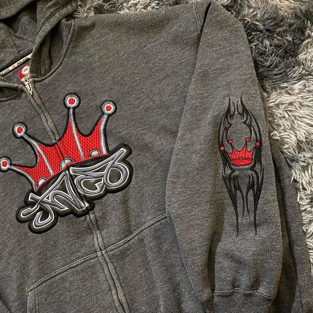 JNCO Hoodie Embroidered Pattern Zipper Pullover Men Women Streetwear Casual Sweatshirt Fashion Retro Hip Hop Rock Gothic Jacket