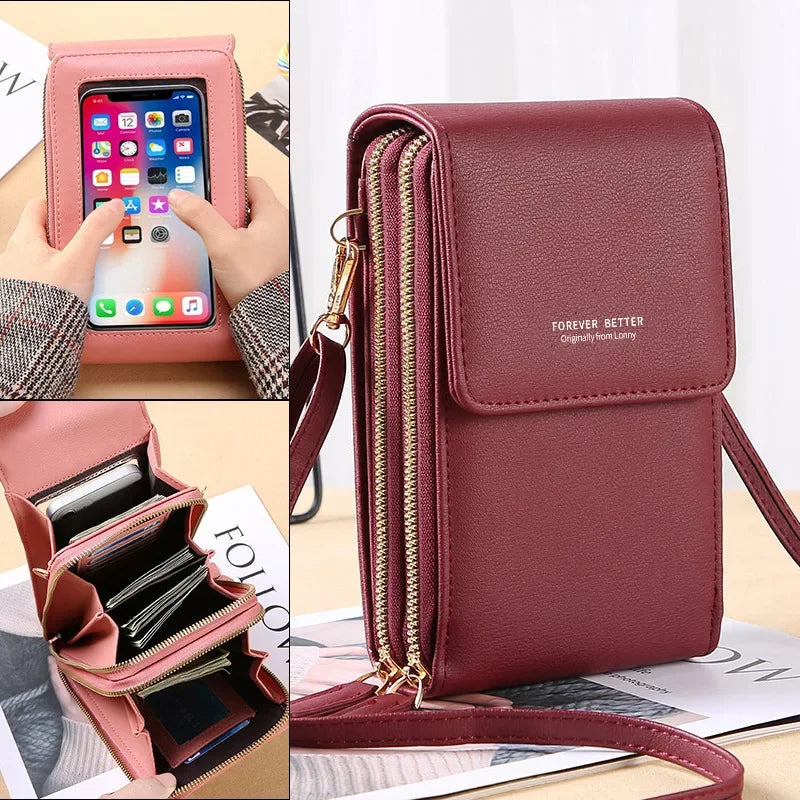 Touch Screen Mobile Phone Bag Women's Fashion Korean Crossbody Shoulder Bag Multi Functional Mini Crossbody Bag for Woman