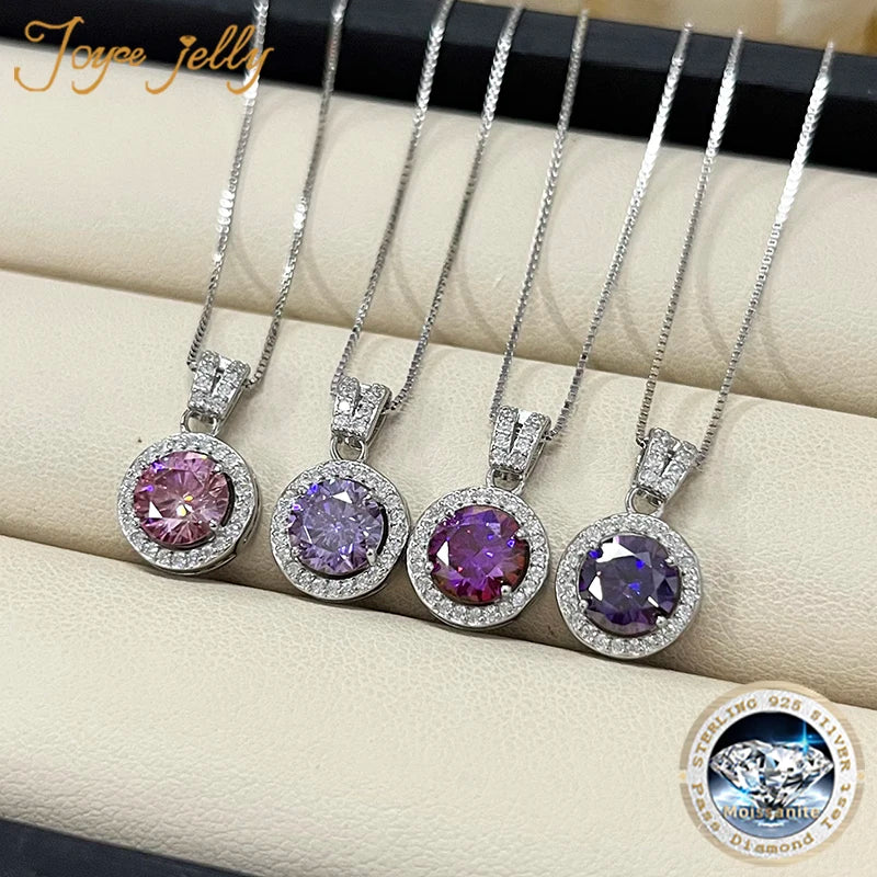 JoyceJelly 18 Color Choice 1CT VVS Moissanite Pendant Necklace 925 Sterling Silver Jewelry For Women Promise Pass Diamond Tester