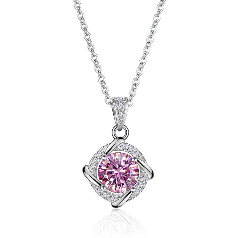 JoyceJelly 0.5-1ct Moissanite Necklace For Women S925 Sterling Silver Jewelry Lab Created Diamond Pendant Clavicle Chain Gift