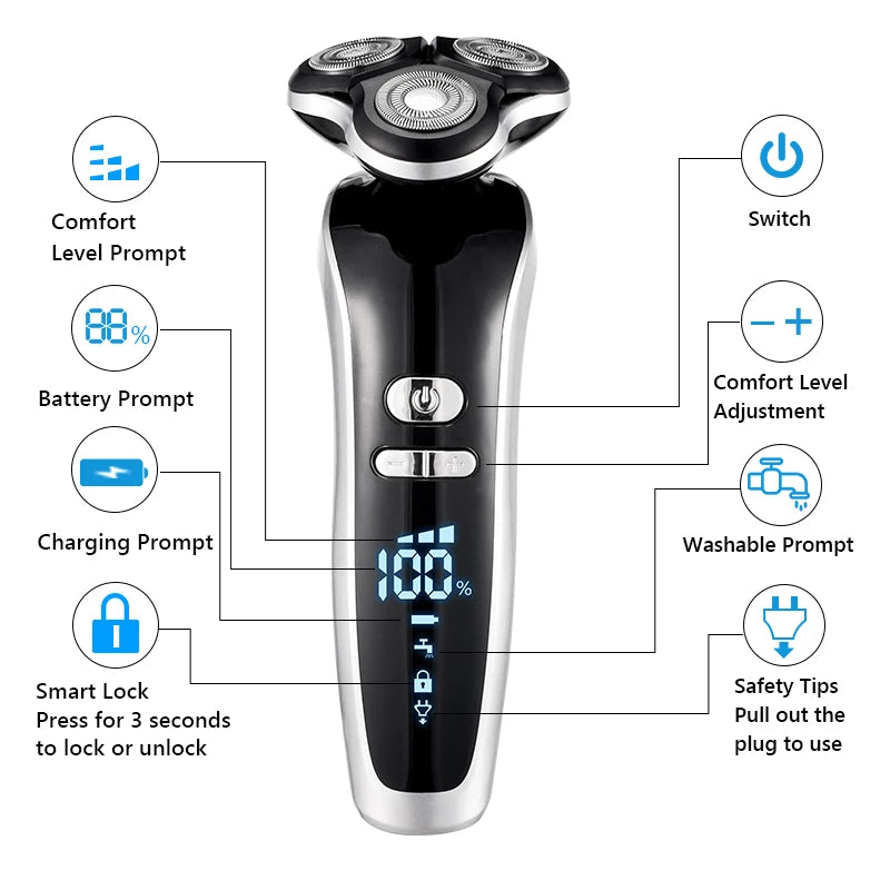 New Electric Shaver For Men 4D Electric Beard Trimmer USB Rechargeable Professional Hair Trimmer Hair Cutter Adult Razor For Men