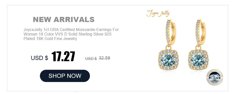 JoyceJelly Luxury Solid Silver 925 Jewelry 1ct D Color Moissanite Earrings For Women Green Blue Lab Created Diamond Ear-drops