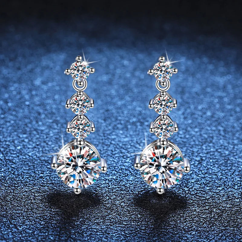 JoyceJelly S925 Sterling Silver Ear Studs Female 2.6cttw Full Moissanite Diamond Earrings 21 Color Choice Women's Luxury Jewelry