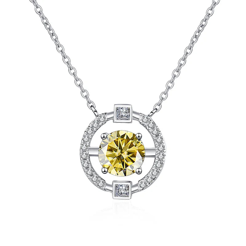 JoyceJelly 925 Sterling Silver 1ct/2ct Moissanite Necklace Women's PT950 Gold Plated Pendant Valentine's Day Gift Clavicle Chain