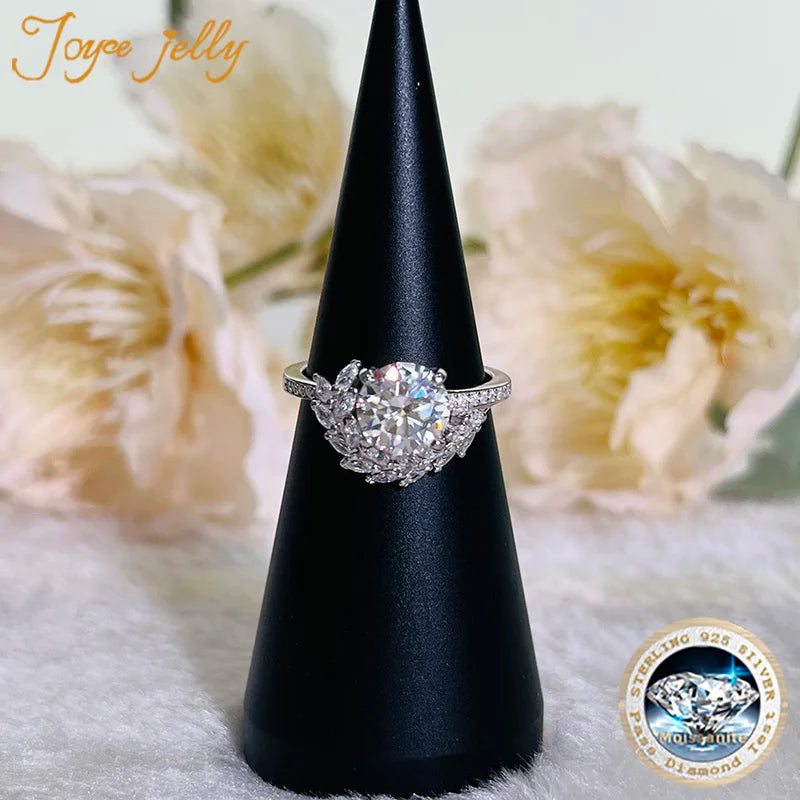 JoyceJelly 2ct Moissanite Rings For Charm Lady With Original GRA Certificate 925 Jewelry Engagement Promise Wedding Band Jewelry