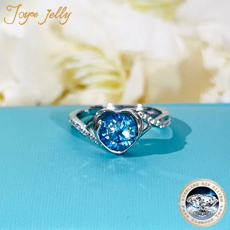 JoyceJelly Real 1 Carat Moissanite Diamond Rings Women's Engagement Ring Pure Sterling 925 Silver Wedding Jewelry Adjust Size