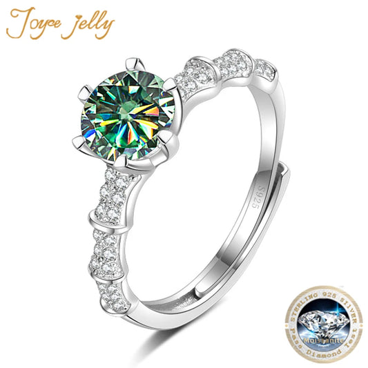 JoyceJelly 1ct Real Moissanite Diamond Ring With Certificate S925 Sterling Silver Six Claw Wedding Jewelry Engagement Rings Gift