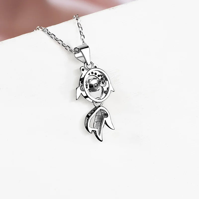 JoyceJelly 4MM 0.3CT Moissanite Diamond Necklace 925 Sterling Silver Jewelry Koi Fish Pendant For Women Girl Birthday Party Gift