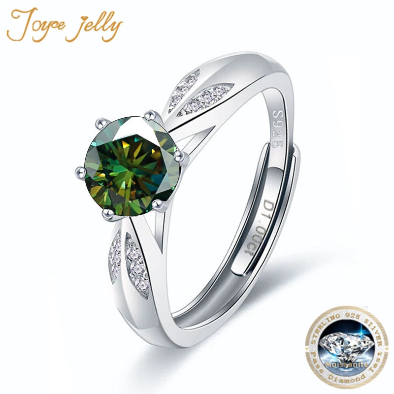 JoyceJelly 1ct Moissanite Diamond Ring For Women Eight Heart Eight Arrow Cut Six Claw Rings Solid Silver 925 Jewelry Engagement