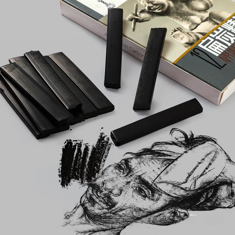 24pcs/lot Chinese Flat Charcoal Bar Set Sketching Drawing Charcoal Bar ultra-thick Painting Pen Processing Art Charcoal Art Kit