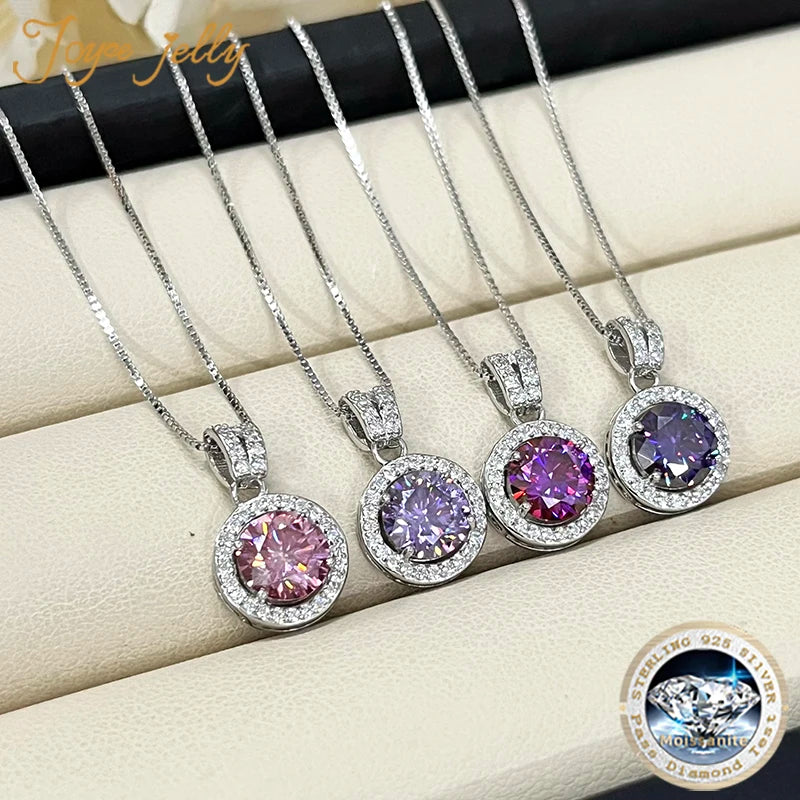 JoyceJelly 18 Color Choice 1CT VVS Moissanite Pendant Necklace 925 Sterling Silver Jewelry For Women Promise Pass Diamond Tester