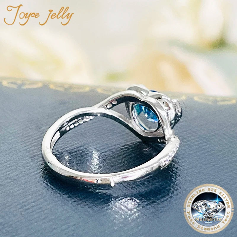 JoyceJelly Real 1 Carat Moissanite Diamond Rings Women's Engagement Ring Pure Sterling 925 Silver Wedding Jewelry Adjust Size