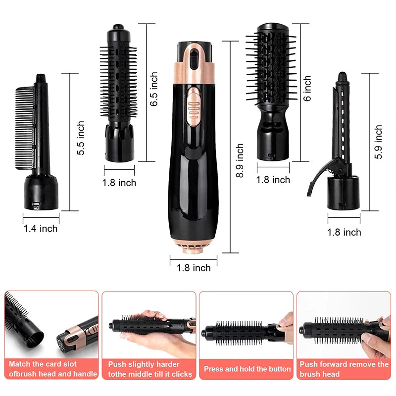 Hot Air Comb Negative Ion Fast Heat Volumizer Blow Dryer Set For Curly Straight Hair Prevent Burns Comb 4 In 1 Hot Air Brush Kit