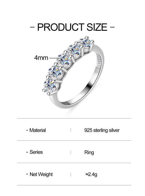 JoyceJelly 4mm D Color VVS Moissanite Jewelry Total 1.5CT S925 Sterling Silver Ring For Women Pass Diamond Tester Wedding Bands