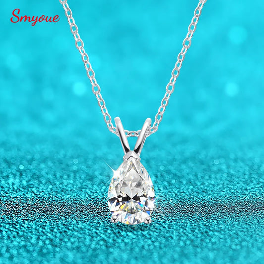 Smyoue 18k Plated Pear Cut 1.5CT Moissanite Diamond Necklace for Women 6*9mm Pendant 100% 925 Sterling Silver Jewelry Wholesale