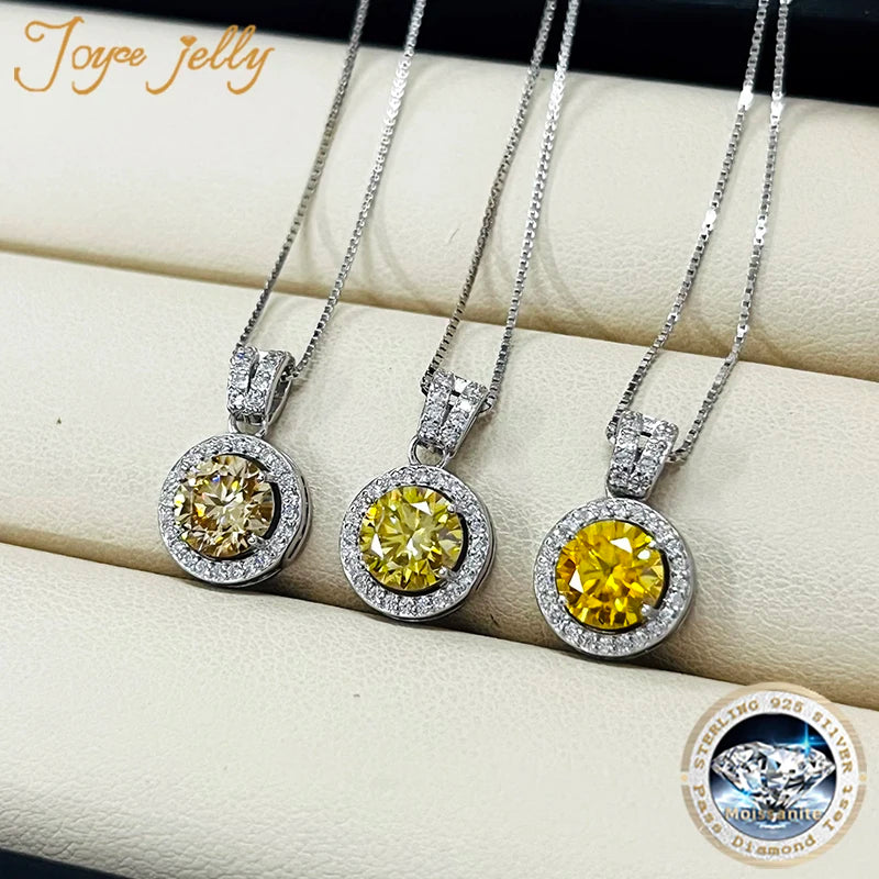 JoyceJelly 18 Color Choice 1CT VVS Moissanite Pendant Necklace 925 Sterling Silver Jewelry For Women Promise Pass Diamond Tester