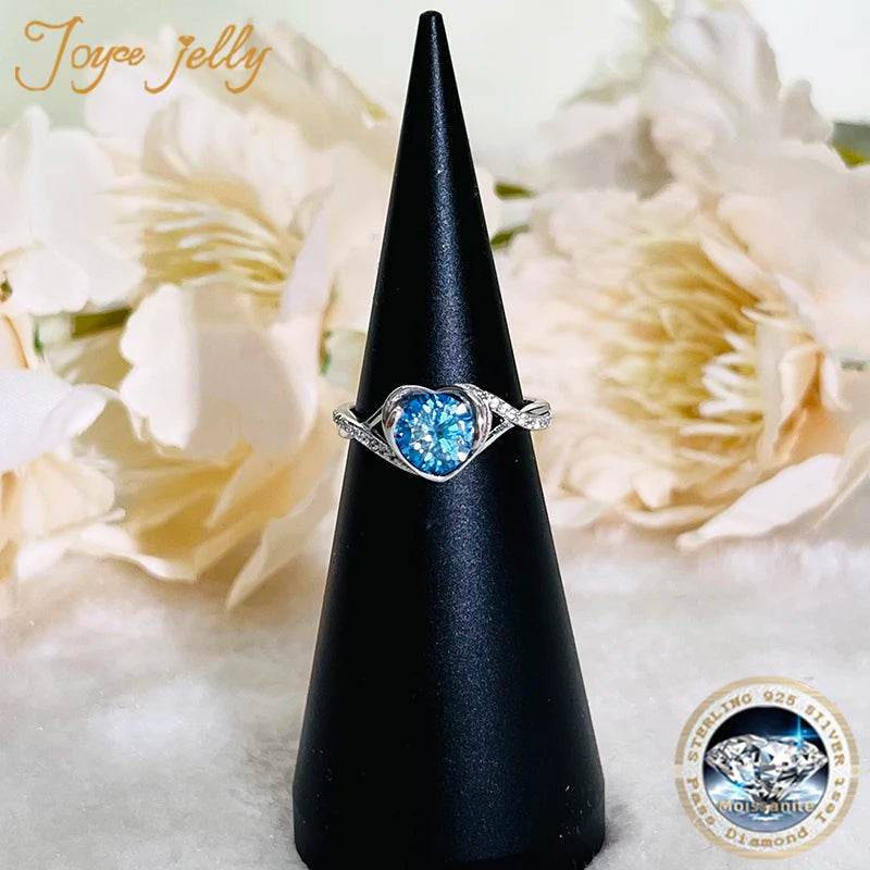 JoyceJelly Real 1 Carat Moissanite Diamond Rings Women's Engagement Ring Pure Sterling 925 Silver Wedding Jewelry Adjust Size