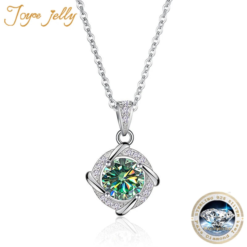 JoyceJelly 0.5-1ct Moissanite Necklace For Women S925 Sterling Silver Jewelry Lab Created Diamond Pendant Clavicle Chain Gift