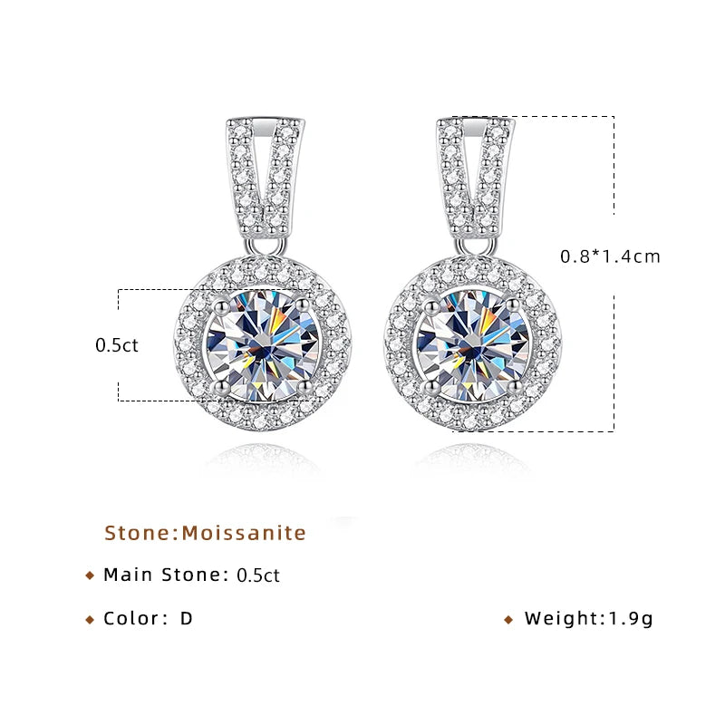 JoyceJelly 1CT Moissanite Diamond Earrings 925 Sterling Silver Ear-studs Luxury Fine Jewelry For Women Wholesale Free Shipping